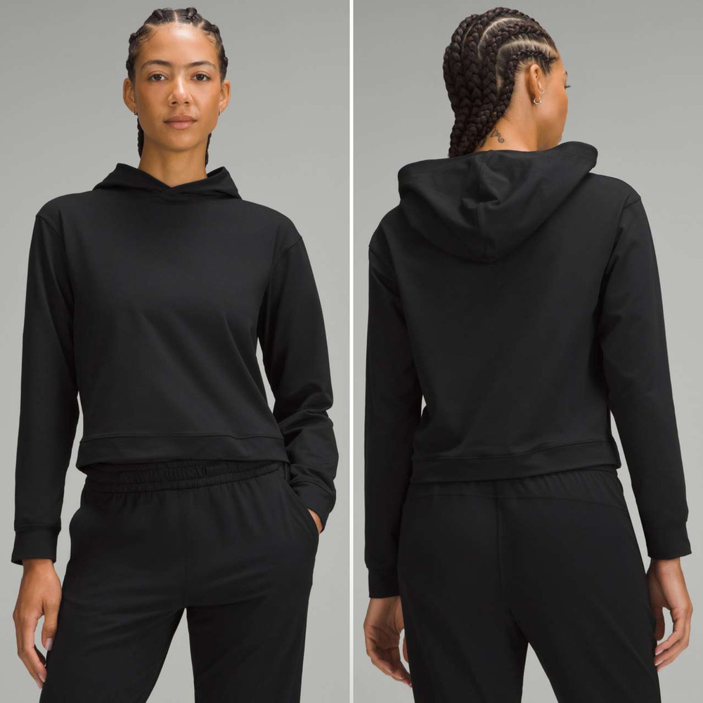 LULULEMON Soft Jersey Classic Fit Hoodie size 6 Black Waist Length Sweatshirt